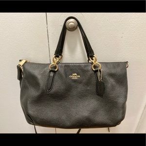 Coach Black Purse with Gold Accents Ally Satchel